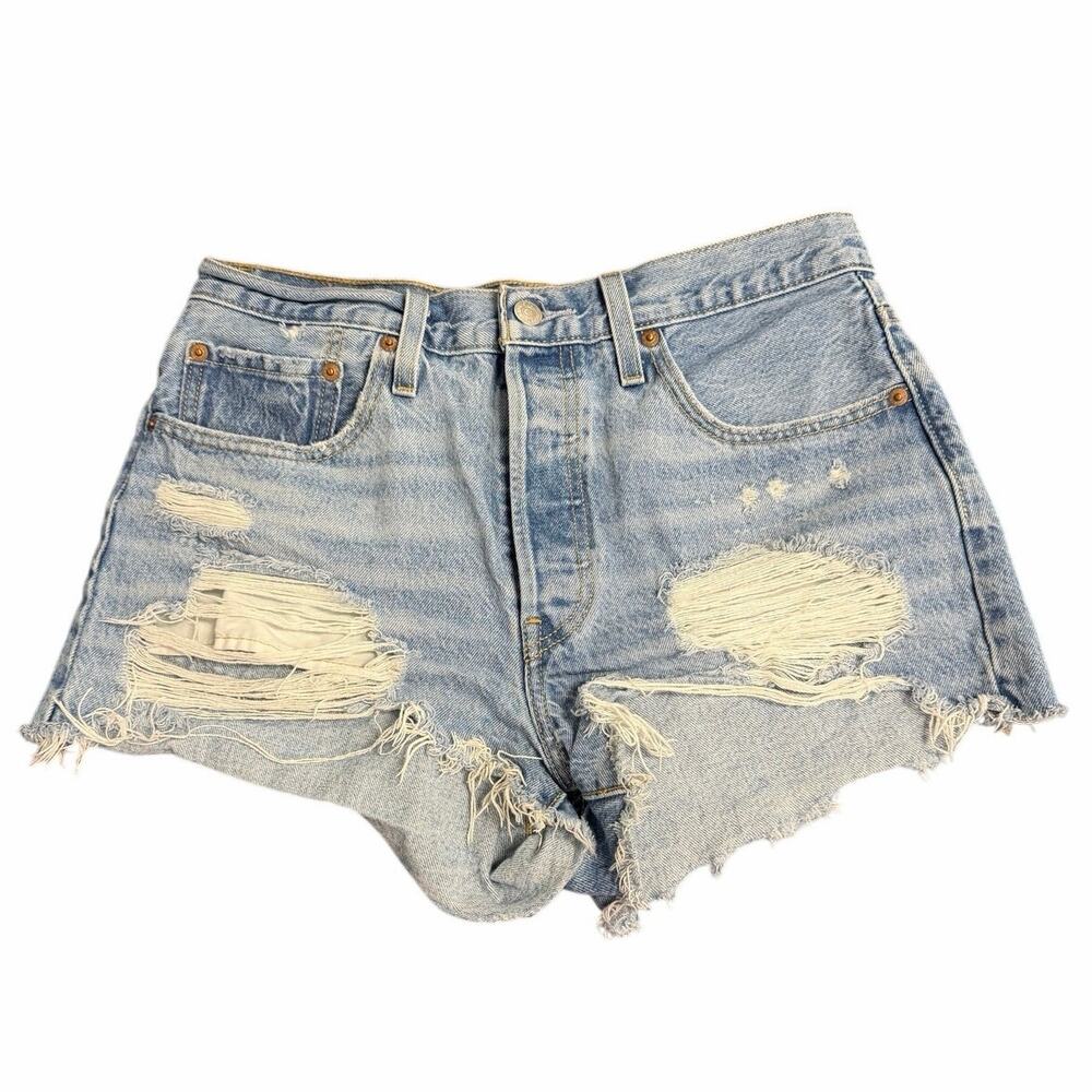 Levi’s 501 Button Fly Distressed Jean Shorts Size 30